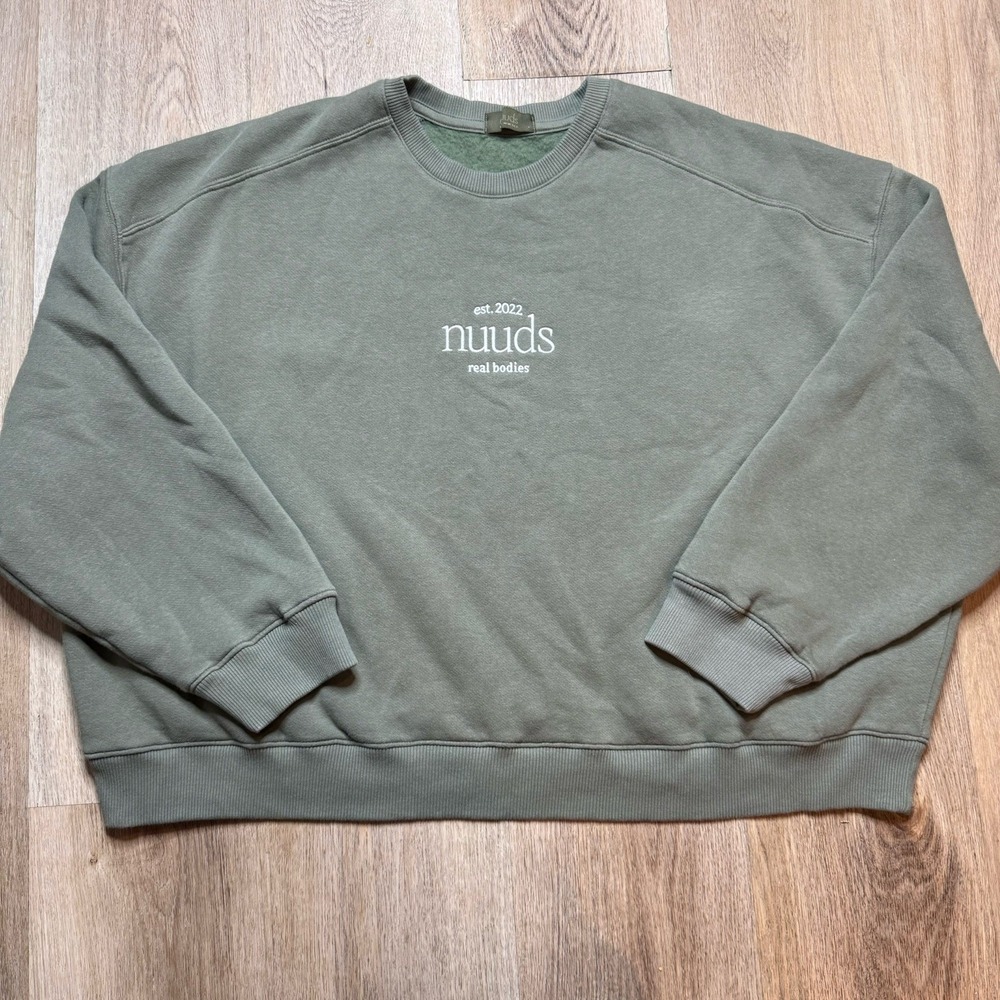 Nuuds‎ 'Real Bodies' Crewneck Sweatshirt Olive Green Size Large